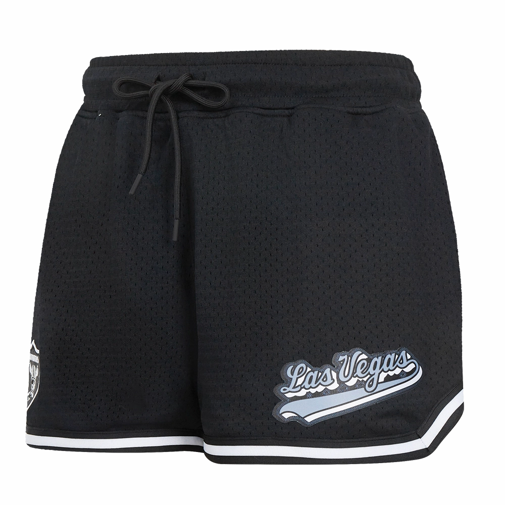 NFL LAS VEGAS RAIDERS SCRIPT TAIL WOMEN'S MESH TAPE SHORT (BLACK)