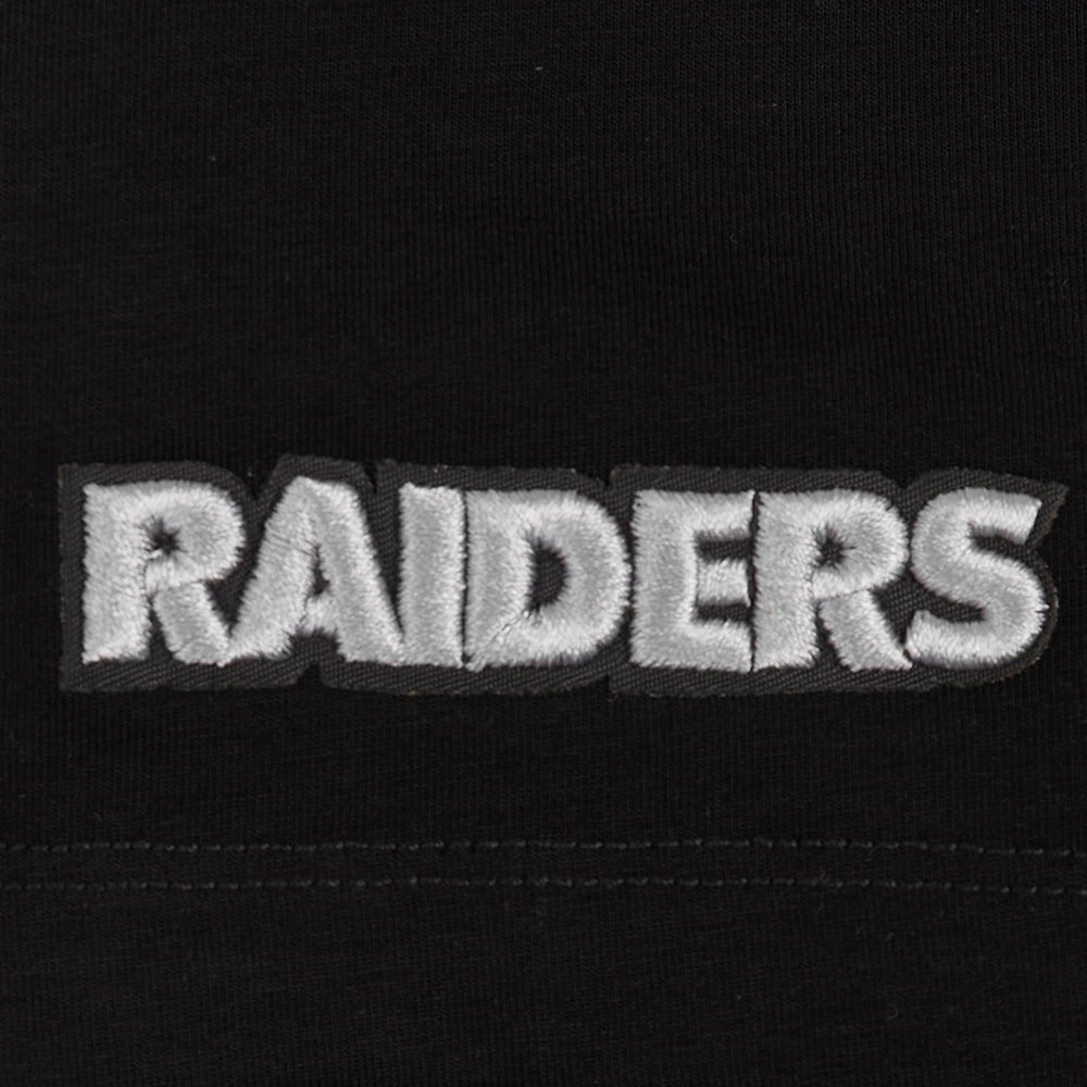 NFL LAS VEGAS RAIDERS SCRIPT TAIL WOMEN'S SINGLE JERSEY BOXY TEE (BLACK)