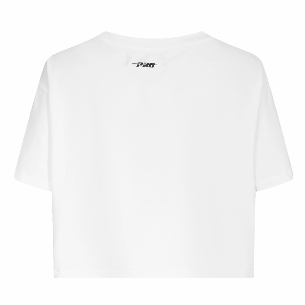 NFL LAS VEGAS RAIDERS SCRIPT TAIL WOMEN'S SINGLE JERSEY BOXY TEE (WHITE)