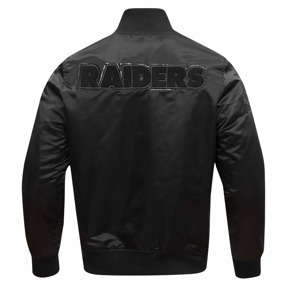 NFL LAS VEGAS RAIDERS TRIPLE BLACK MEN'S SATIN JACKET (BLACK)