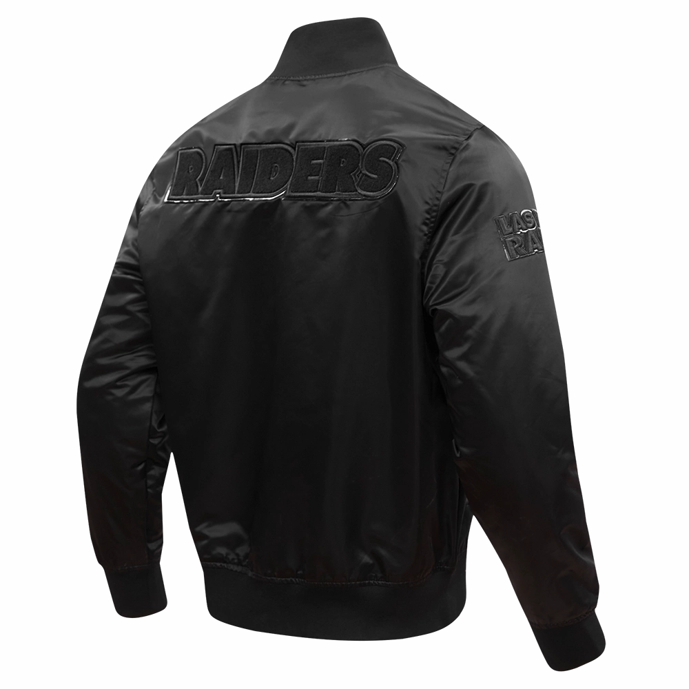 NFL LAS VEGAS RAIDERS TRIPLE BLACK MEN'S SATIN JACKET (BLACK)