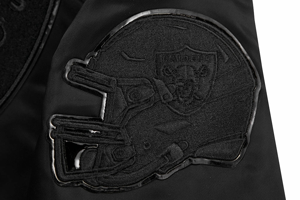 NFL LAS VEGAS RAIDERS TRIPLE BLACK MEN'S SATIN JACKET (BLACK)