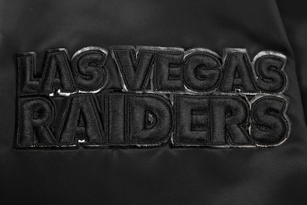 NFL LAS VEGAS RAIDERS TRIPLE BLACK MEN'S SATIN JACKET (BLACK)
