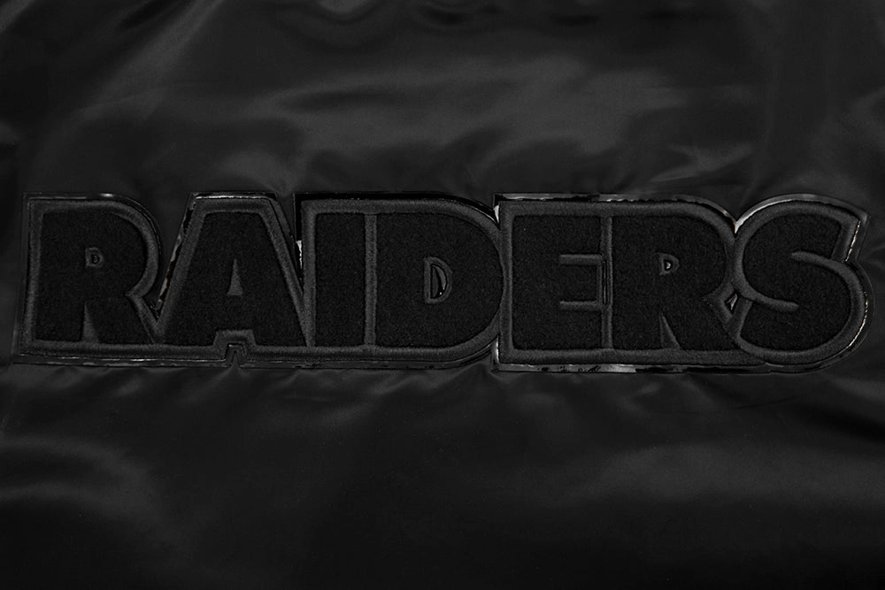 NFL LAS VEGAS RAIDERS TRIPLE BLACK MEN'S SATIN JACKET (BLACK)