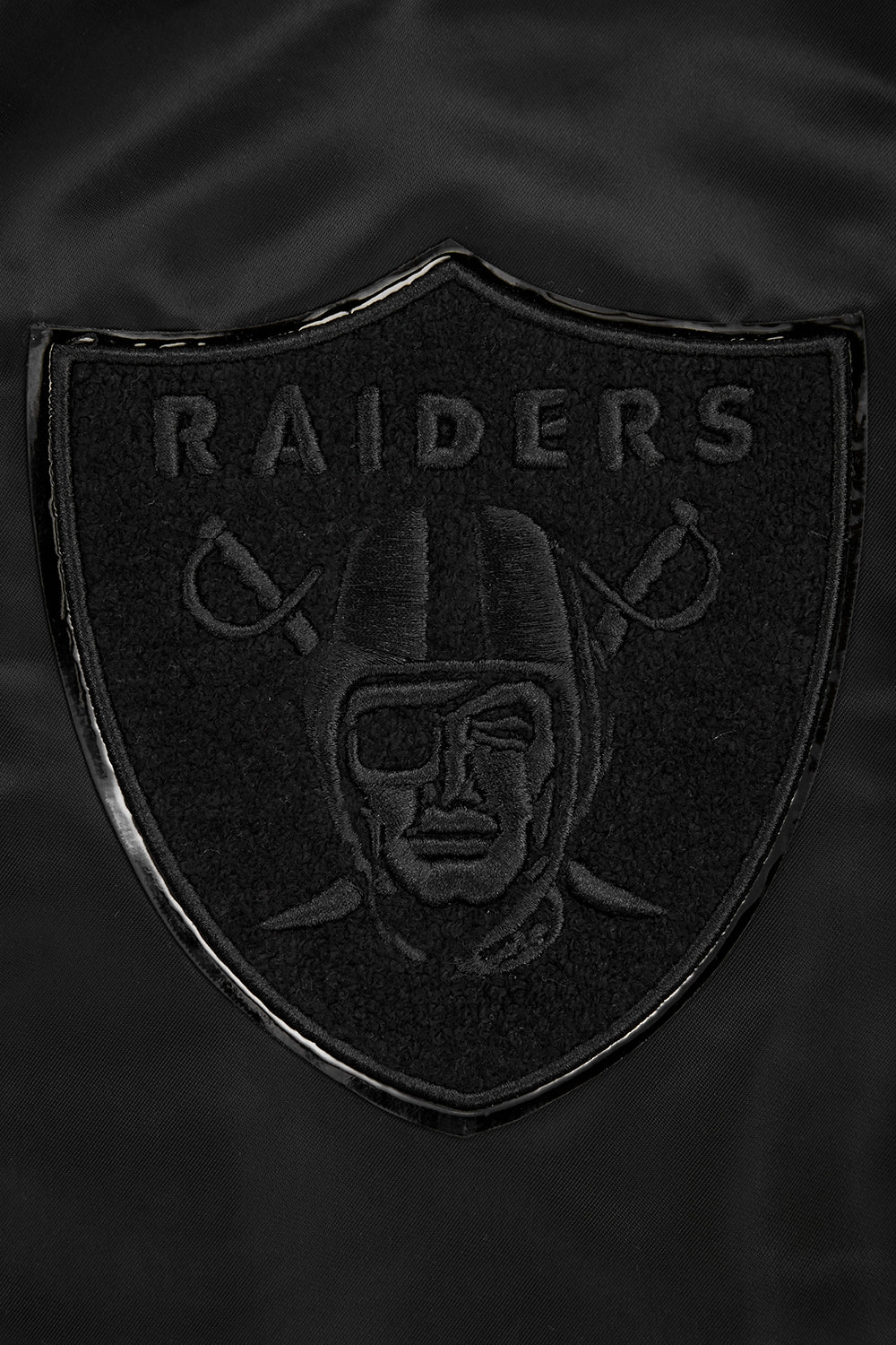 NFL LAS VEGAS RAIDERS TRIPLE BLACK MEN'S SATIN JACKET (BLACK)