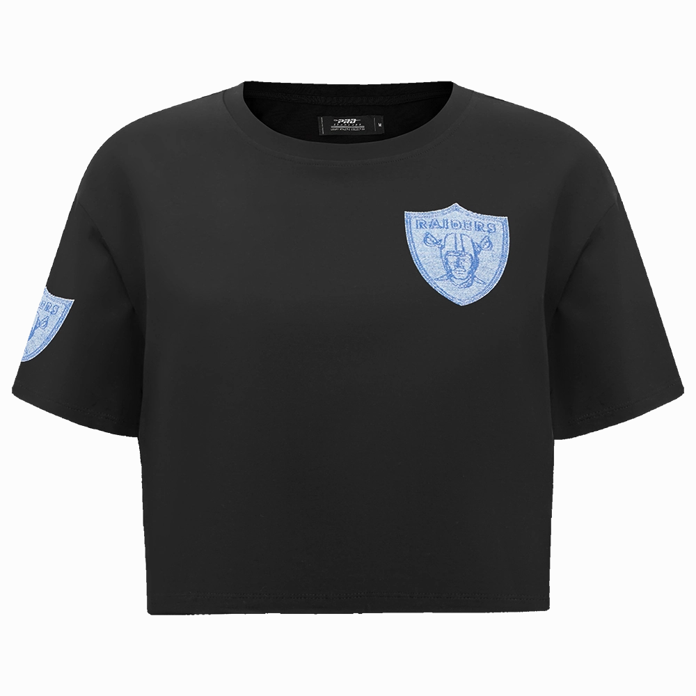 NFL LAS VEGAS RAIDERS VARSITY BLUES WOMEN'S BOXY TEE (BLACK)