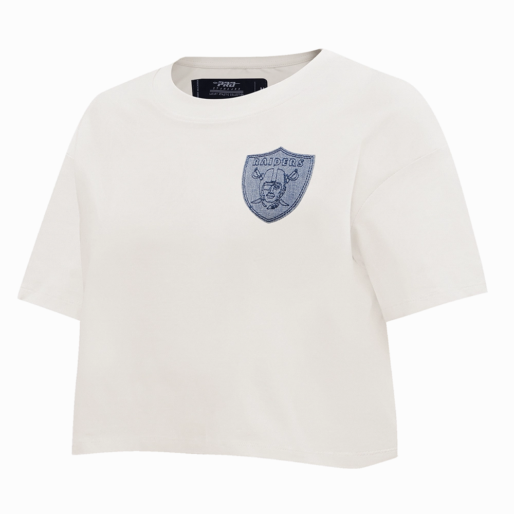 NFL LAS VEGAS RAIDERS VARSITY BLUES WOMEN'S BOXY TEE (LINEN)