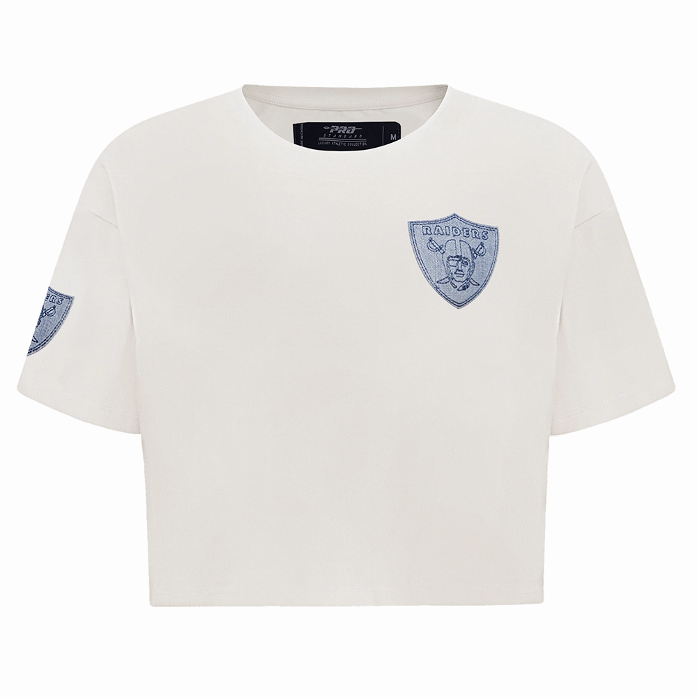 NFL LAS VEGAS RAIDERS VARSITY BLUES WOMEN'S BOXY TEE (LINEN)