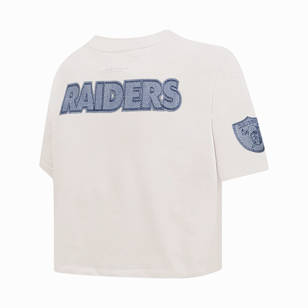 NFL LAS VEGAS RAIDERS VARSITY BLUES WOMEN'S BOXY TEE (LINEN)