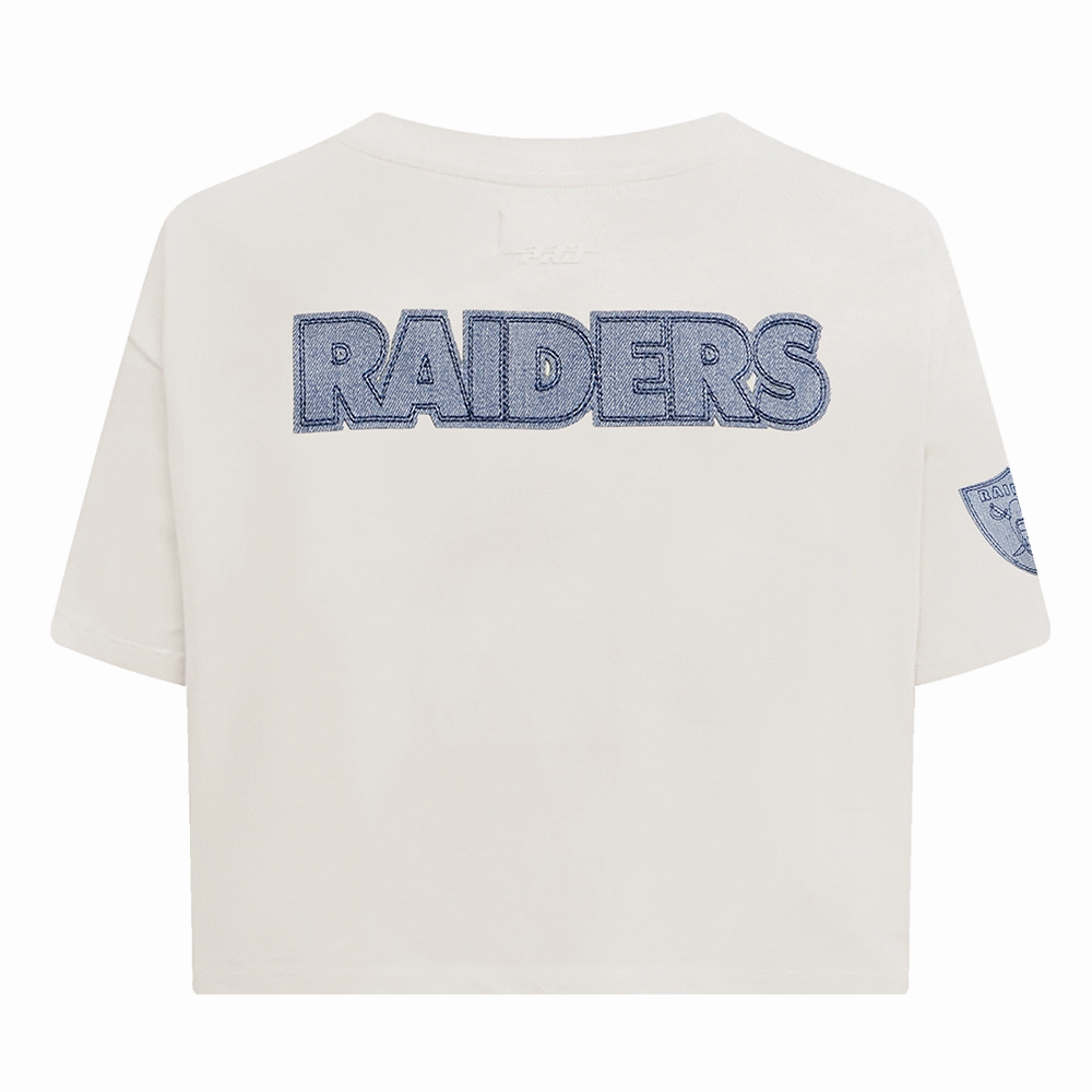 NFL LAS VEGAS RAIDERS VARSITY BLUES WOMEN'S BOXY TEE (LINEN)