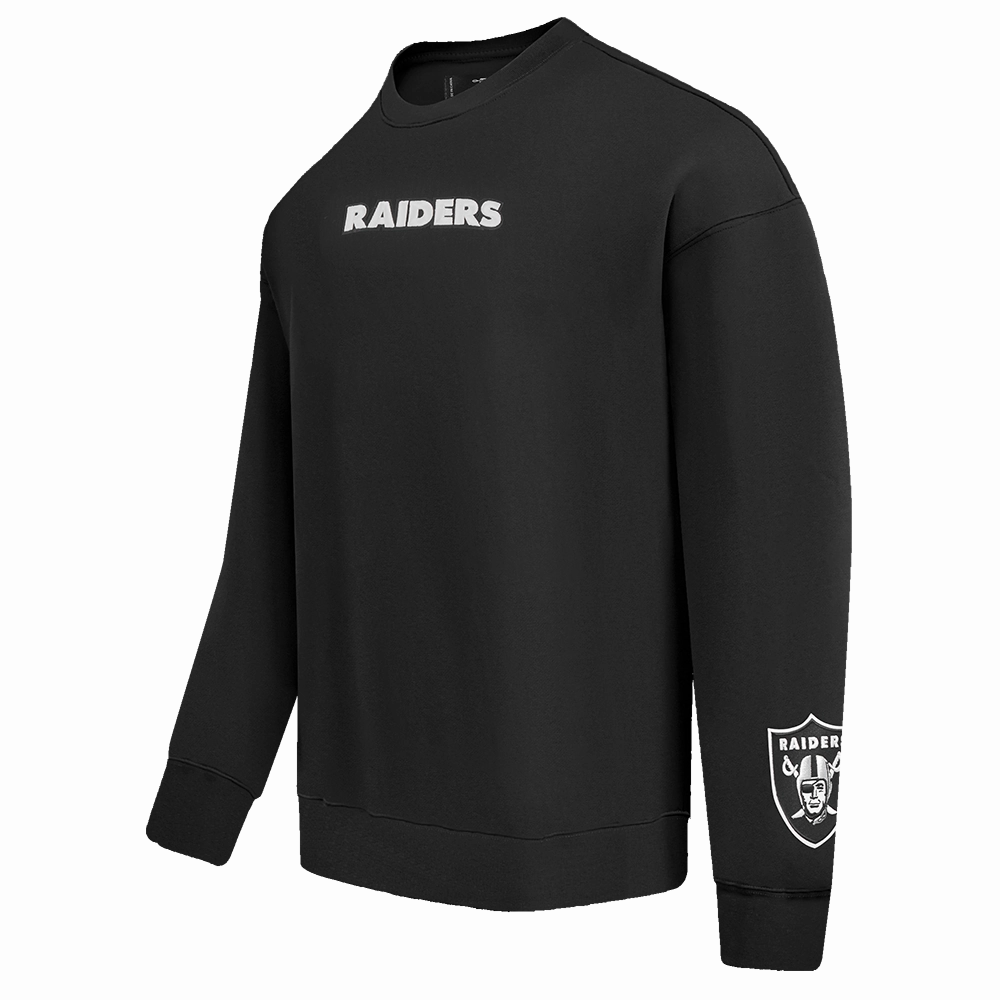 NFL LAS VEGAS RAIDERS WINGSPAN MEN'S DROP SHOULDER FLEECE CREWNECK (BLACK)