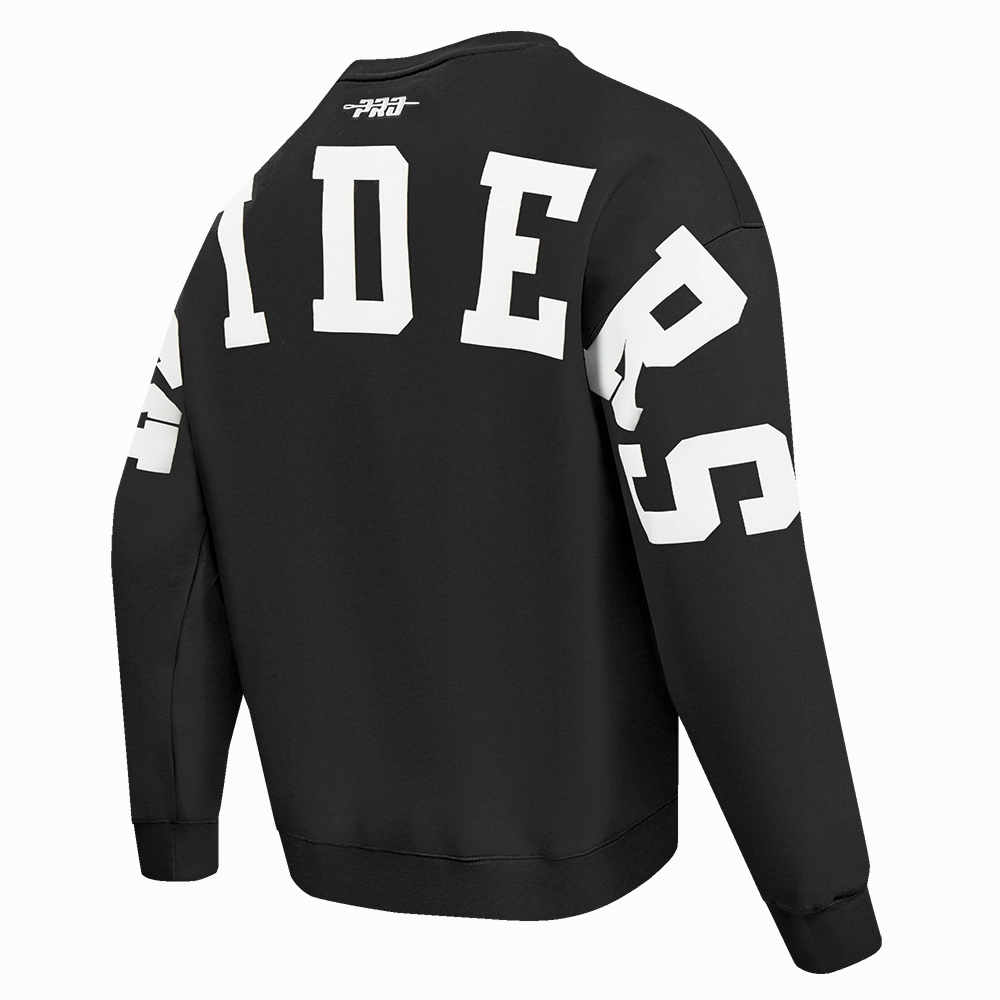 NFL LAS VEGAS RAIDERS WINGSPAN MEN'S DROP SHOULDER FLEECE CREWNECK (BLACK)