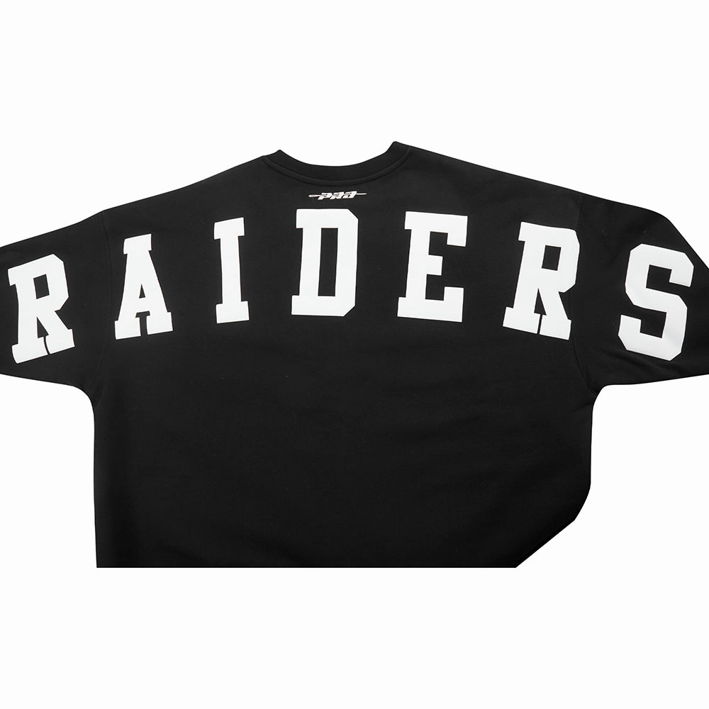 NFL LAS VEGAS RAIDERS WINGSPAN MEN'S DROP SHOULDER FLEECE CREWNECK (BLACK)