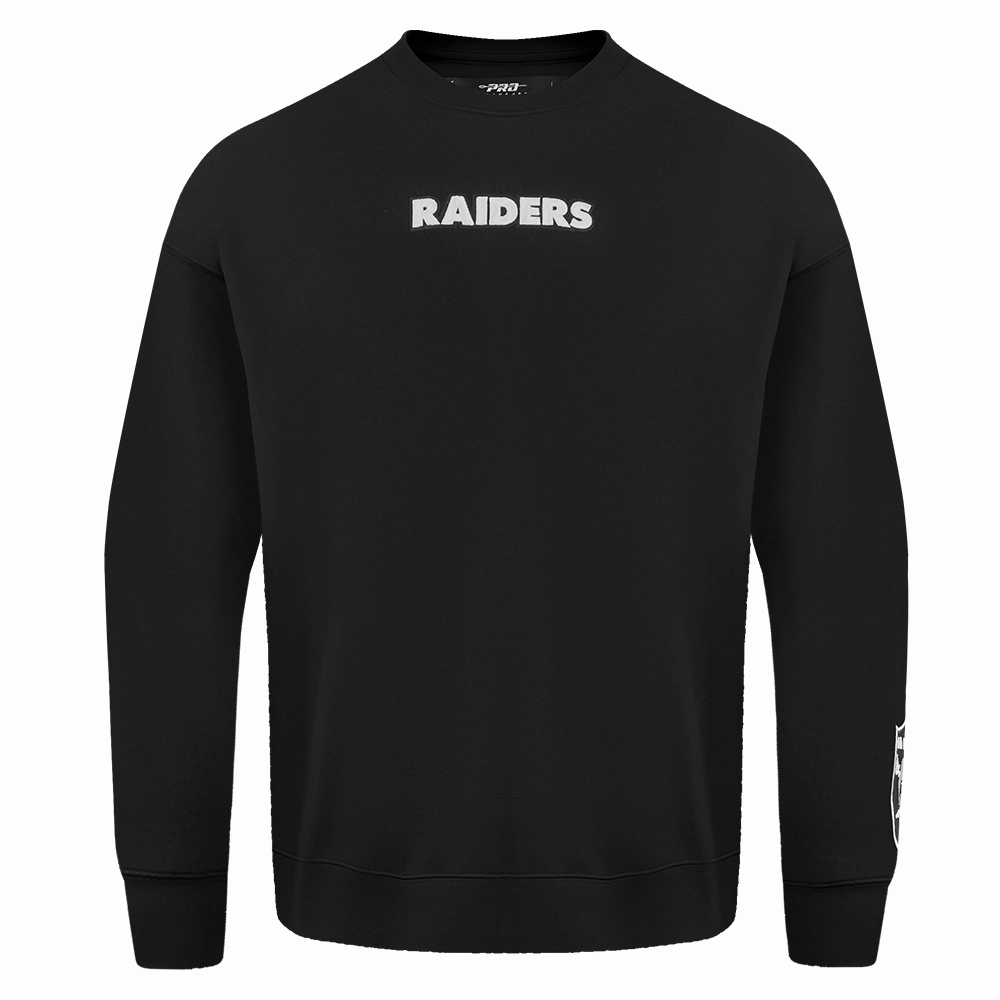 NFL LAS VEGAS RAIDERS WINGSPAN MEN'S DROP SHOULDER FLEECE CREWNECK (BLACK)