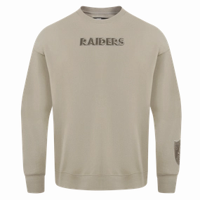 NFL LAS VEGAS RAIDERS WINGSPAN MEN'S DROP SHOULDER FLEECE CREWNECK (TAUPE)