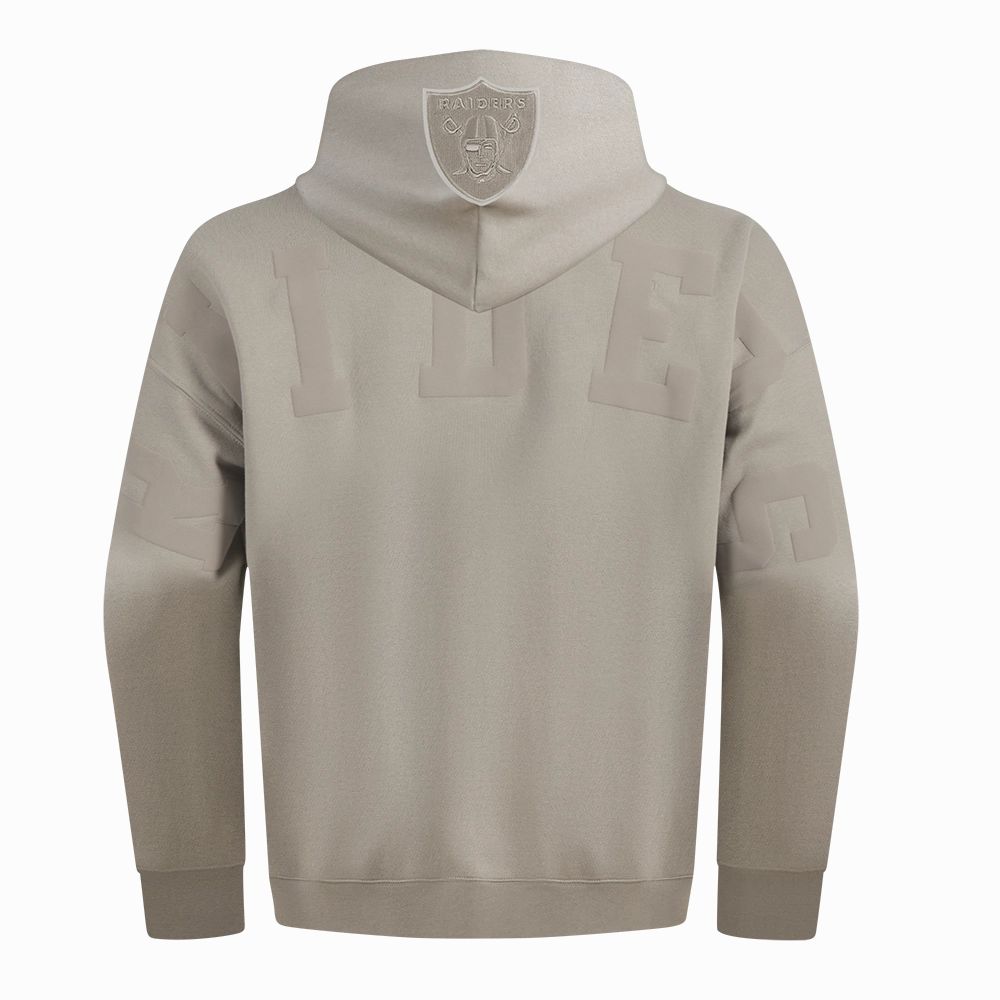 NFL LAS VEGAS RAIDERS WINGSPAN MEN'S DROP SHOULDER FLEECE PULLOVER HOODIE (TAUPE)