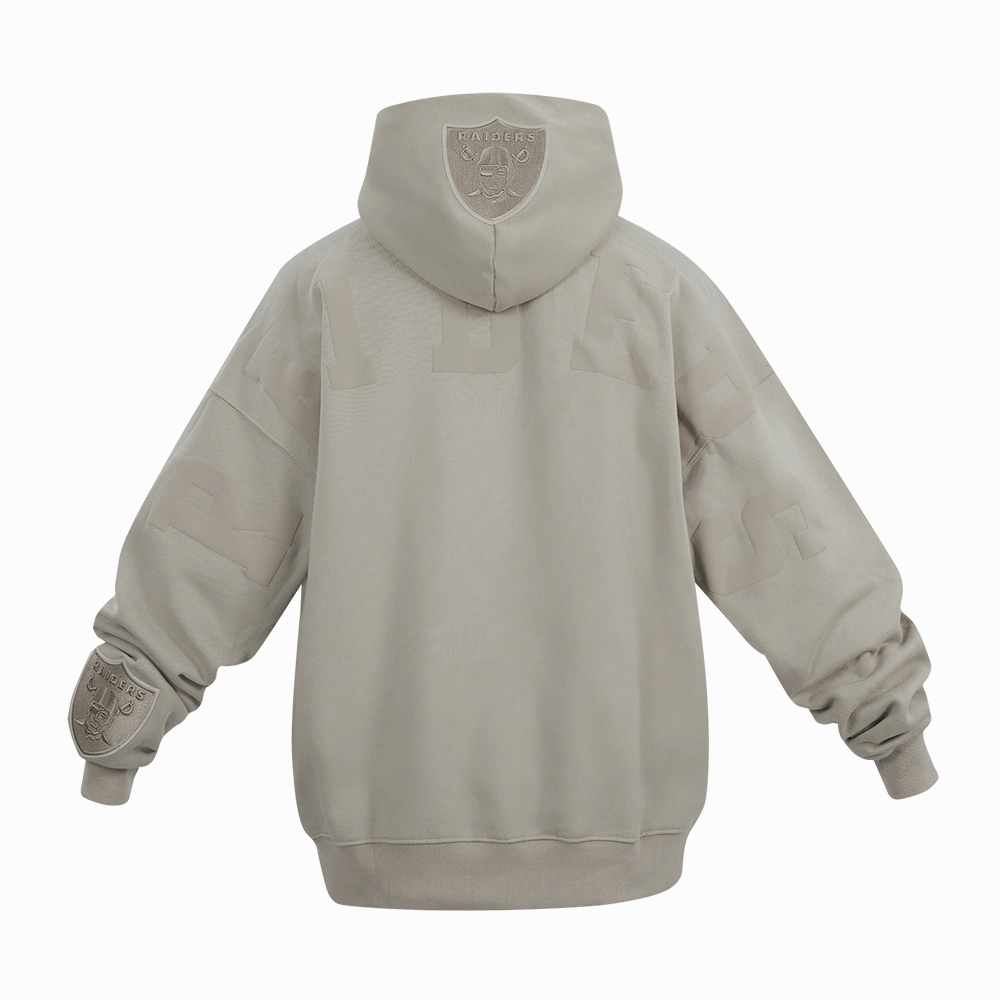 NFL LAS VEGAS RAIDERS WINGSPAN MEN'S DROP SHOULDER FLEECE PULLOVER HOODIE (TAUPE)