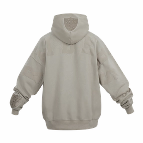 NFL LAS VEGAS RAIDERS WINGSPAN MEN'S DROP SHOULDER FLEECE PULLOVER HOODIE (TAUPE)