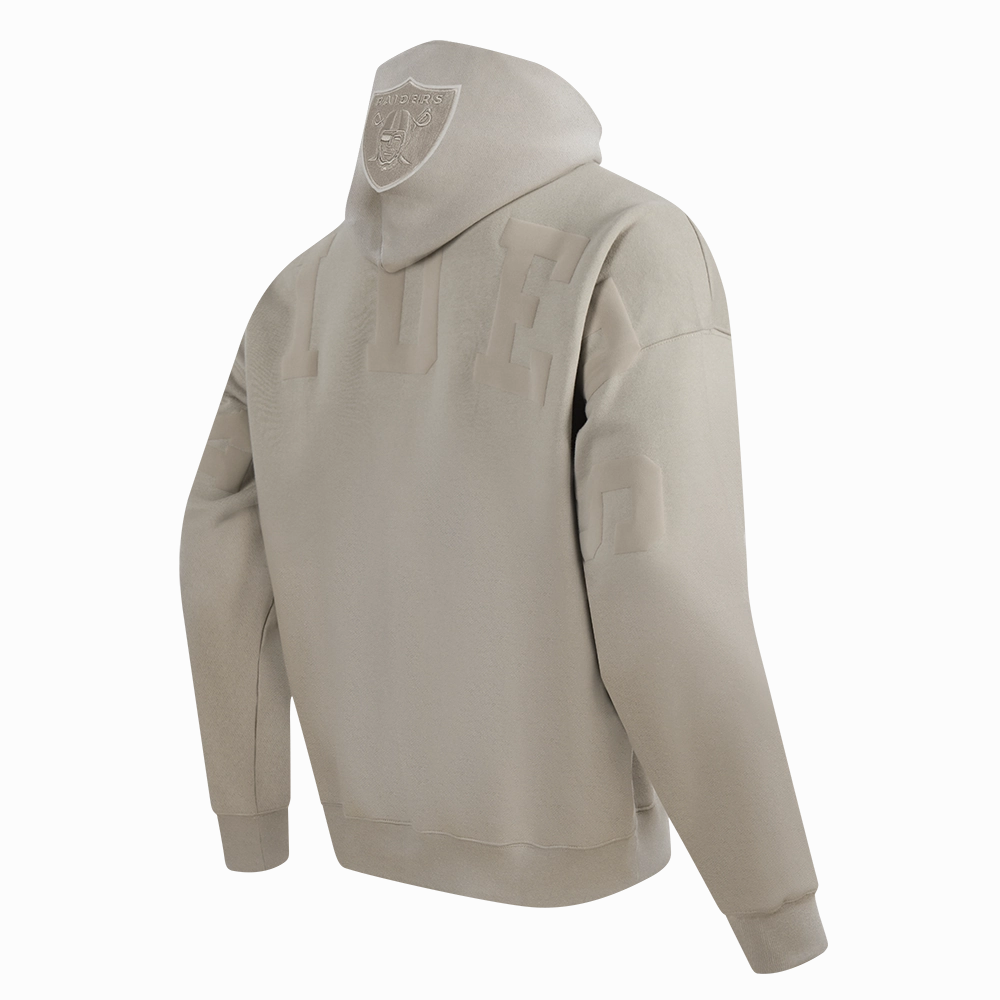 NFL LAS VEGAS RAIDERS WINGSPAN MEN'S DROP SHOULDER FLEECE PULLOVER HOODIE (TAUPE)