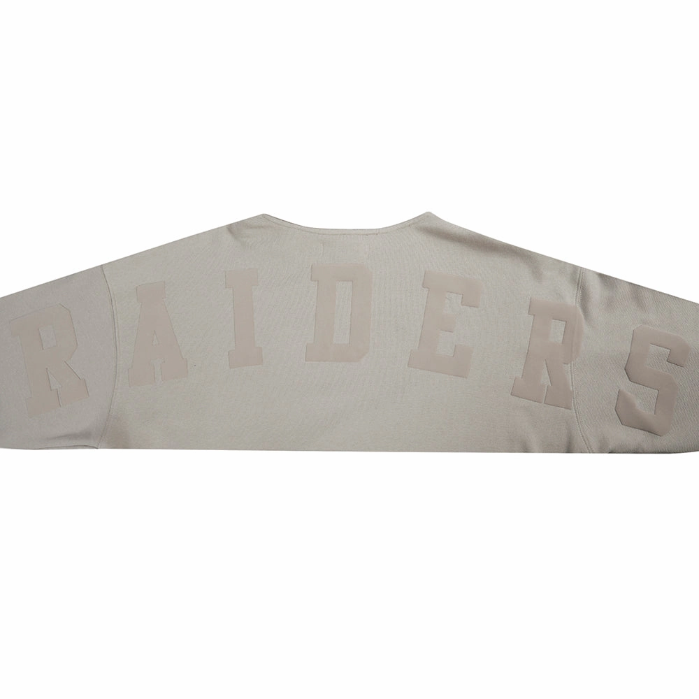 NFL LAS VEGAS RAIDERS WINGSPAN MEN'S DROP SHOULDER FLEECE PULLOVER HOODIE (TAUPE)