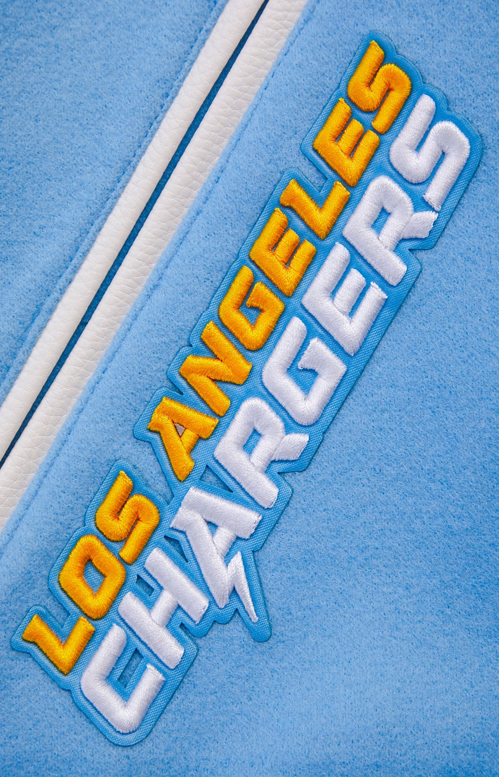 NFL LOS ANGELES CHARGERS MASHUP MEN'S RIB WOOL VARSITY JACKET (UNIVERSITY BLUE/WHITE)