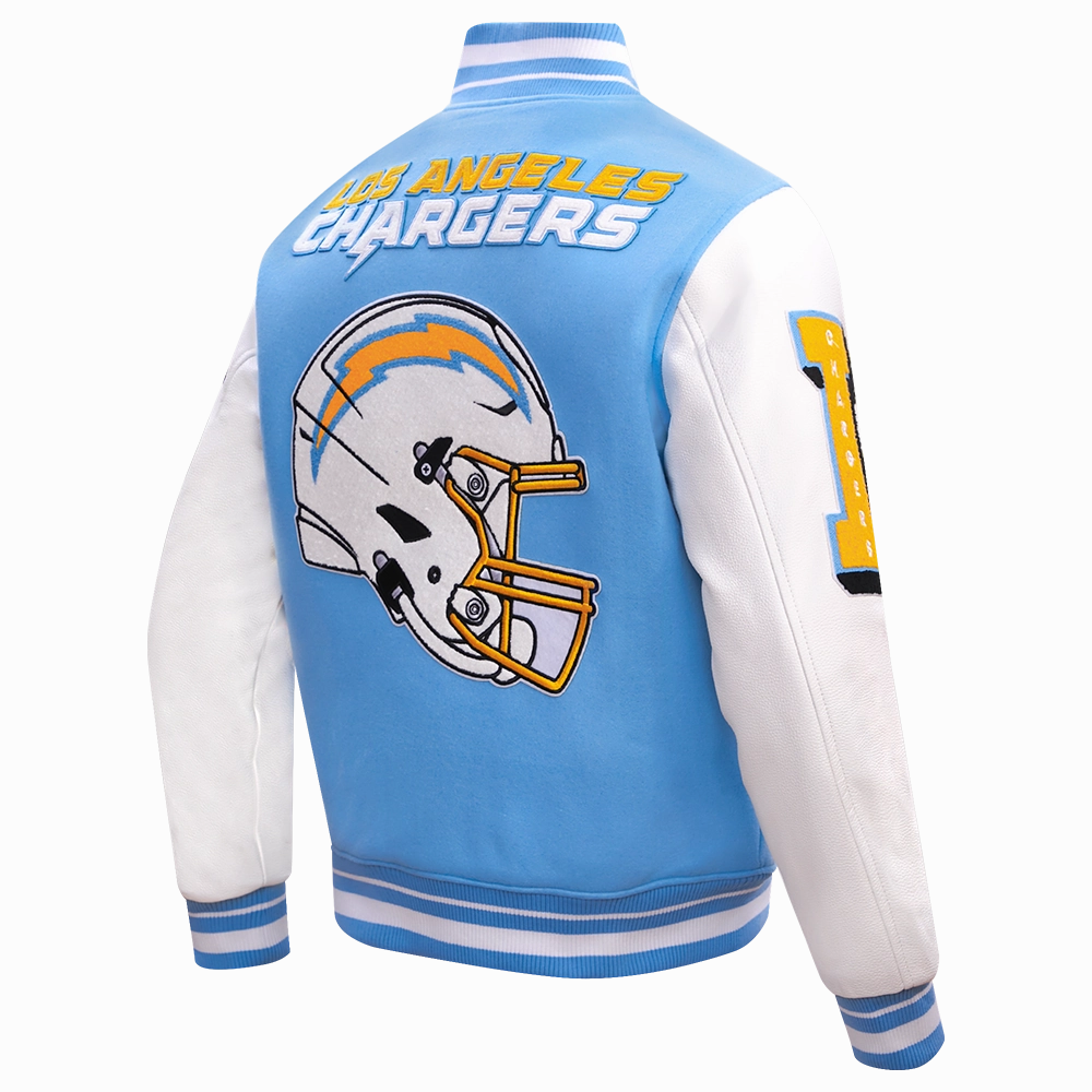 NFL LOS ANGELES CHARGERS MASHUP MEN'S RIB WOOL VARSITY JACKET (UNIVERSITY BLUE/WHITE)