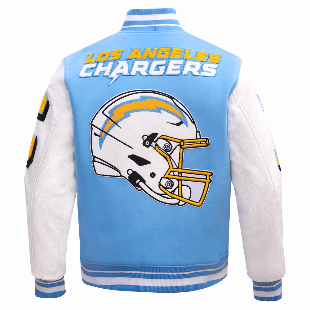 NFL LOS ANGELES CHARGERS MASHUP MEN'S RIB WOOL VARSITY JACKET (UNIVERSITY BLUE/WHITE)