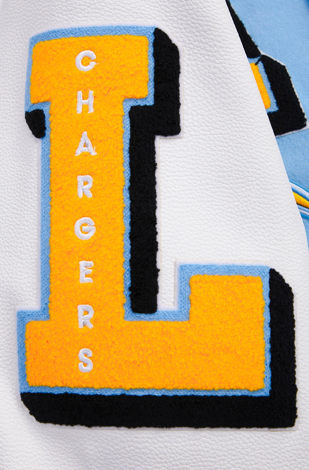 NFL LOS ANGELES CHARGERS MASHUP MEN'S RIB WOOL VARSITY JACKET (UNIVERSITY BLUE/WHITE)