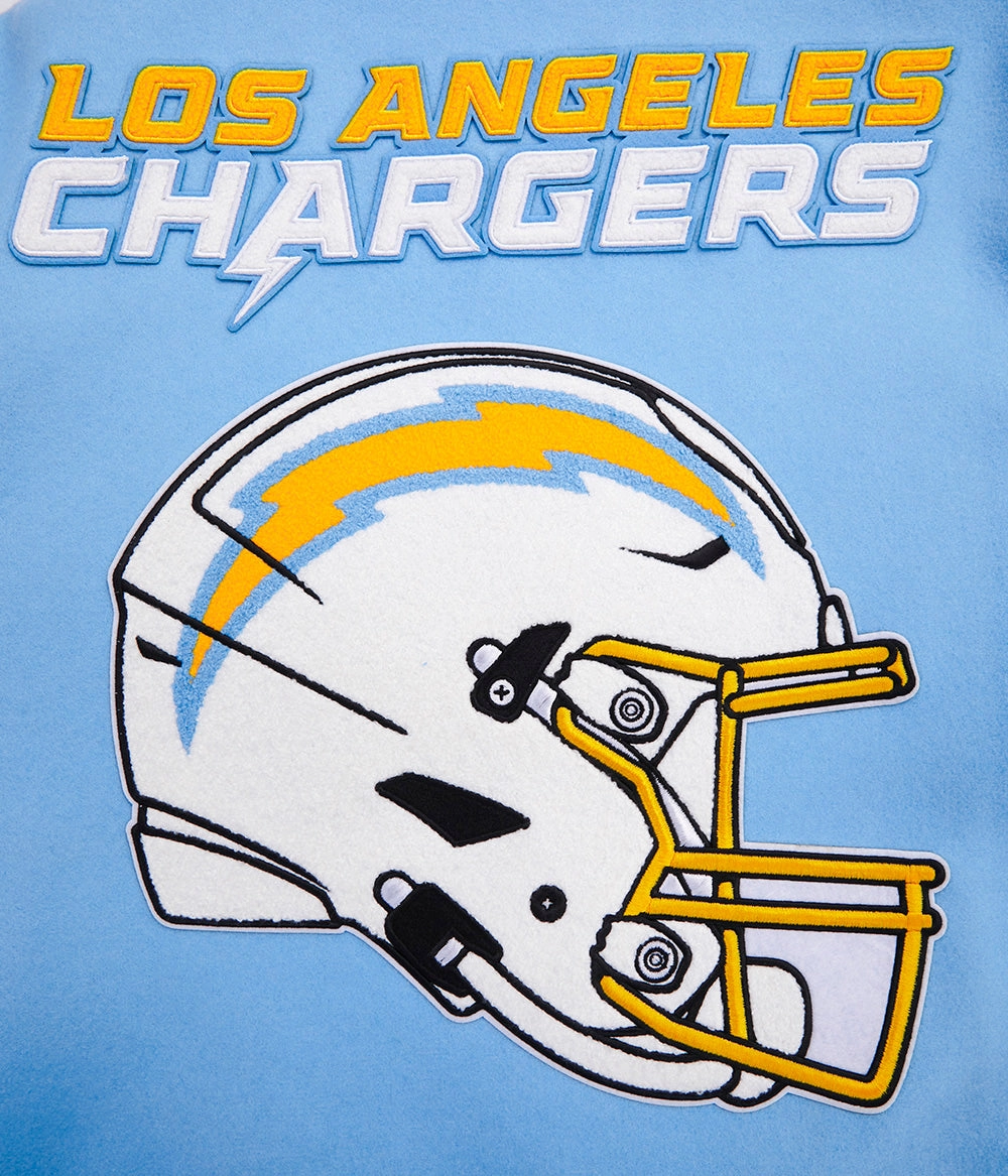NFL LOS ANGELES CHARGERS MASHUP MEN'S RIB WOOL VARSITY JACKET (UNIVERSITY BLUE/WHITE)