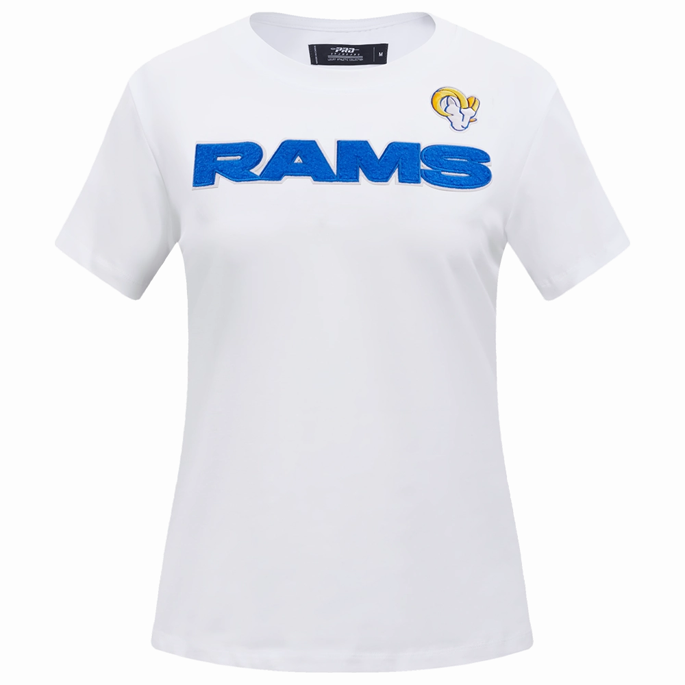 NFL LOS ANGELES RAMS CLASSIC SHORT SLEEVE WOMEN'S SLIM FIT TEE (WHITE)