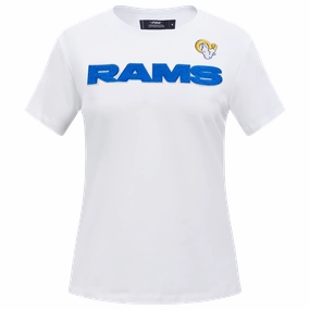 NFL LOS ANGELES RAMS CLASSIC SHORT SLEEVE WOMEN'S SLIM FIT TEE (WHITE)