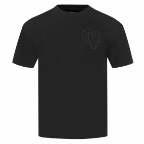 NFL LOS ANGELES RAMS NEUTRAL MEN'S COTTON JERSEY DROP SHOULDER TEE (BLACK)