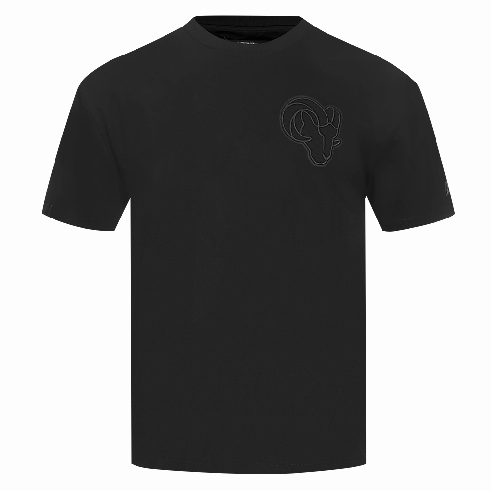NFL LOS ANGELES RAMS NEUTRAL MEN'S COTTON JERSEY DROP SHOULDER TEE (BLACK)
