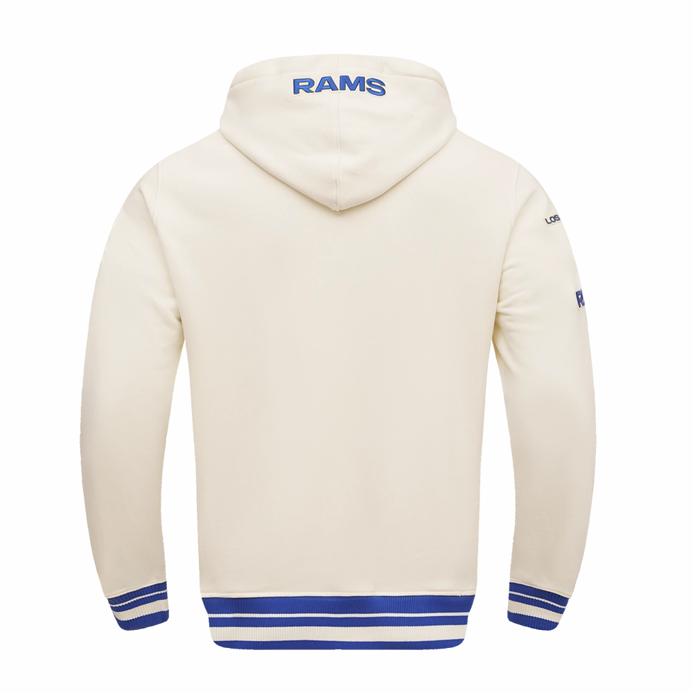 NFL LOS ANGELES RAMS RETRO CLASSIC MEN'S PULLOVER HOODIE (EGGSHELL/ ROYAL BLUE)