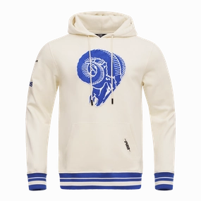 NFL LOS ANGELES RAMS RETRO CLASSIC MEN'S PULLOVER HOODIE (EGGSHELL/ ROYAL BLUE)