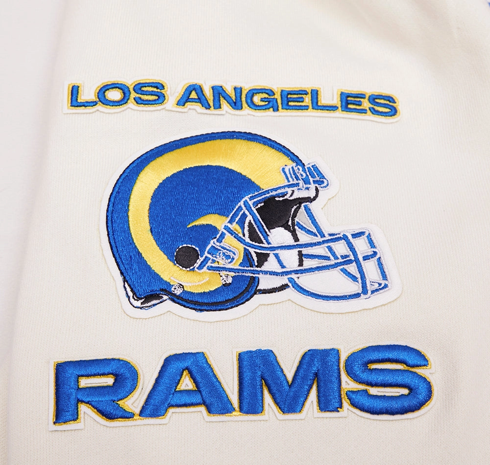 NFL LOS ANGELES RAMS RETRO CLASSIC MEN'S PULLOVER HOODIE (EGGSHELL/ ROYAL BLUE)