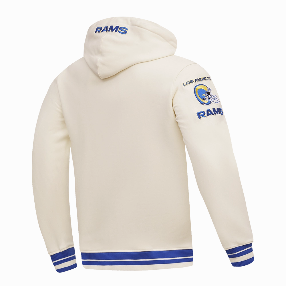 NFL LOS ANGELES RAMS RETRO CLASSIC MEN'S PULLOVER HOODIE (EGGSHELL/ ROYAL BLUE)
