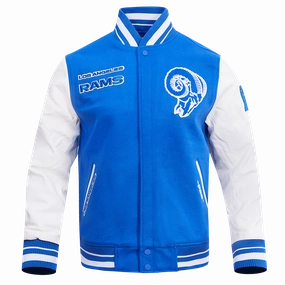 NFL LOS ANGELES RAMS RETRO CLASSIC MEN'S RIB WOOL VARSITY JACKET (ROYAL BLUE/WHITE)