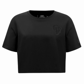 NFL LOS ANGELES RAMS TRIPLE BLACK WOMEN'S SINGLE JERSEY BOXY TEE (TRIPLE BLACK WOMEN'S)