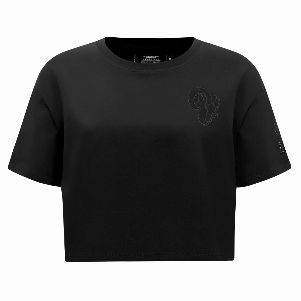 NFL LOS ANGELES RAMS TRIPLE BLACK WOMEN'S SINGLE JERSEY BOXY TEE (TRIPLE BLACK WOMEN'S)