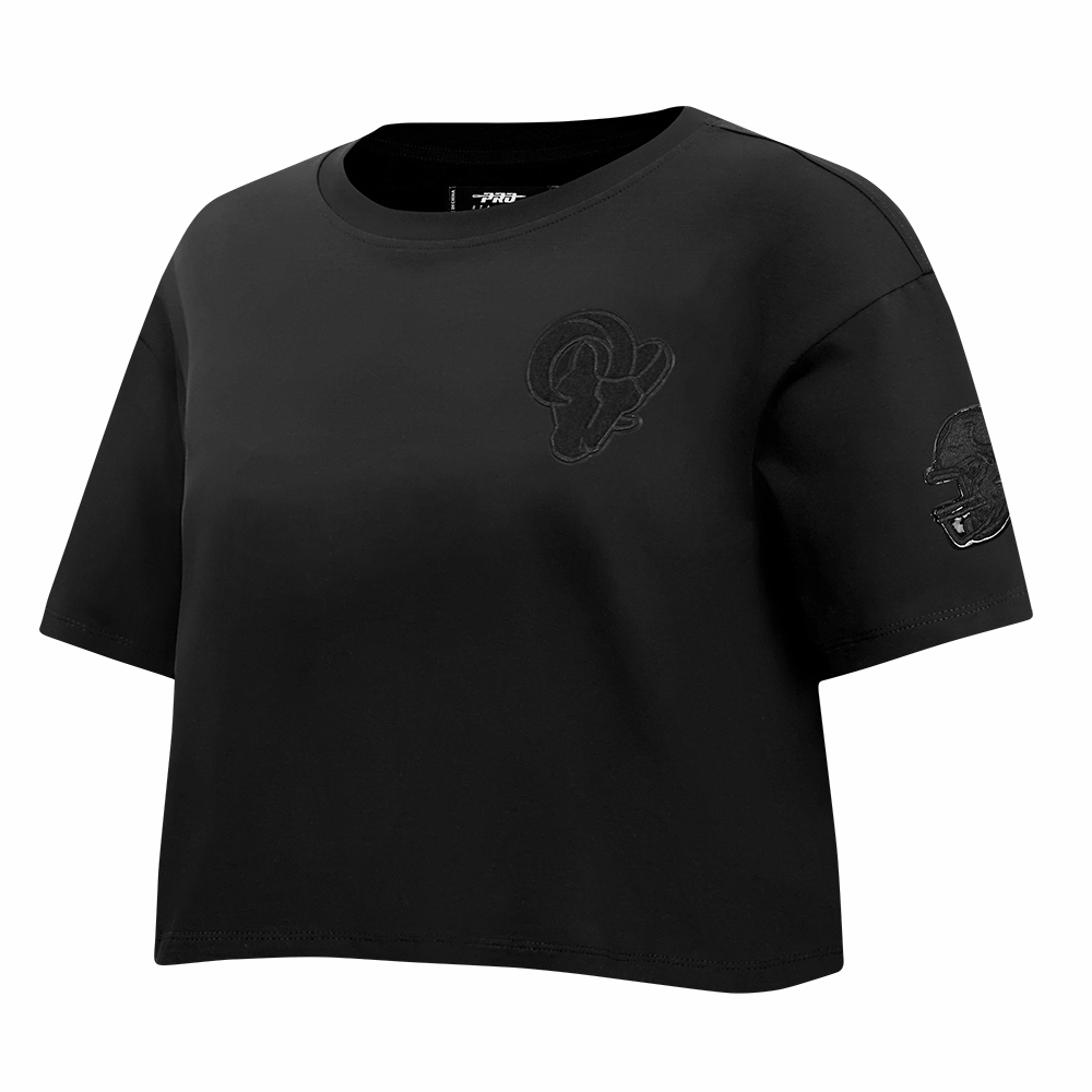 NFL LOS ANGELES RAMS TRIPLE BLACK WOMEN'S SINGLE JERSEY BOXY TEE (TRIPLE BLACK WOMEN'S)
