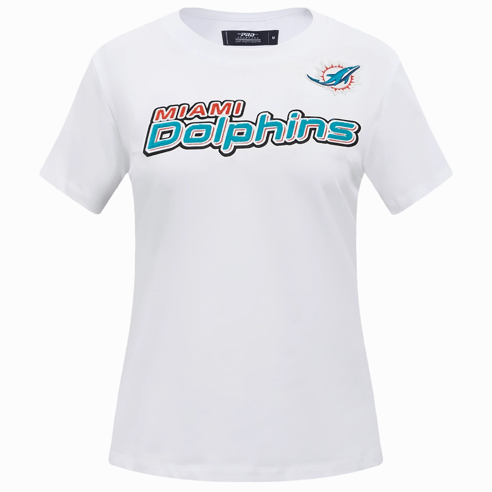 NFL MIAMI DOLPHINS CLASSIC SHORT SLEEVE WOMEN'S SLIM FIT TEE (WHITE)