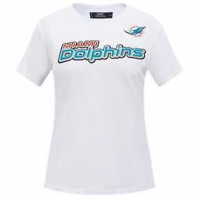 NFL MIAMI DOLPHINS CLASSIC SHORT SLEEVE WOMEN'S SLIM FIT TEE (WHITE)