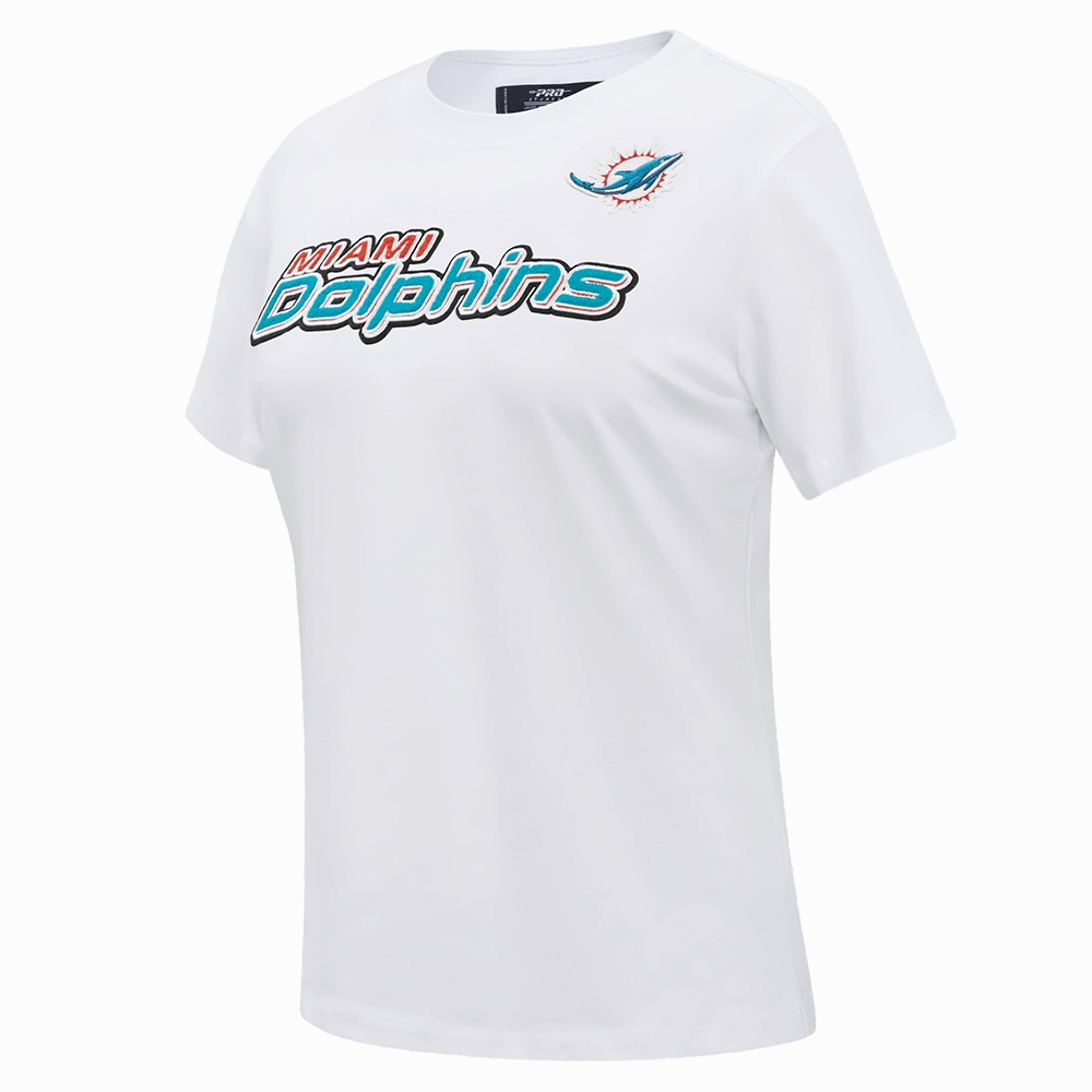 NFL MIAMI DOLPHINS CLASSIC SHORT SLEEVE WOMEN'S SLIM FIT TEE (WHITE)