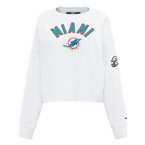 NFL MIAMI DOLPHINS CLASSIC WOMEN'S CREWNECK (WHITE)