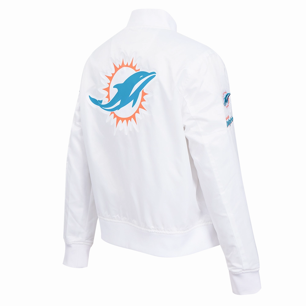 NFL MIAMI DOLPHINS CLASSIC WOMEN'S SATIN JACKET (WHITE)