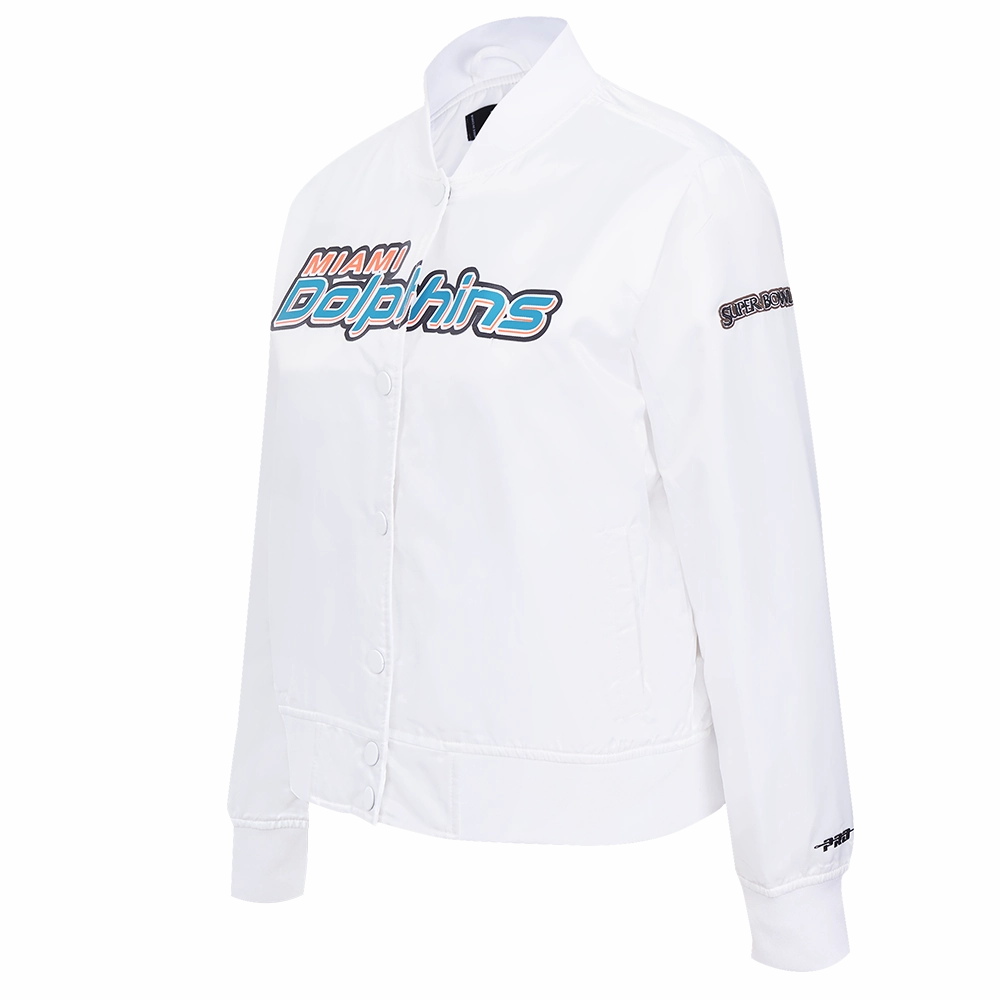 NFL MIAMI DOLPHINS CLASSIC WOMEN'S SATIN JACKET (WHITE)