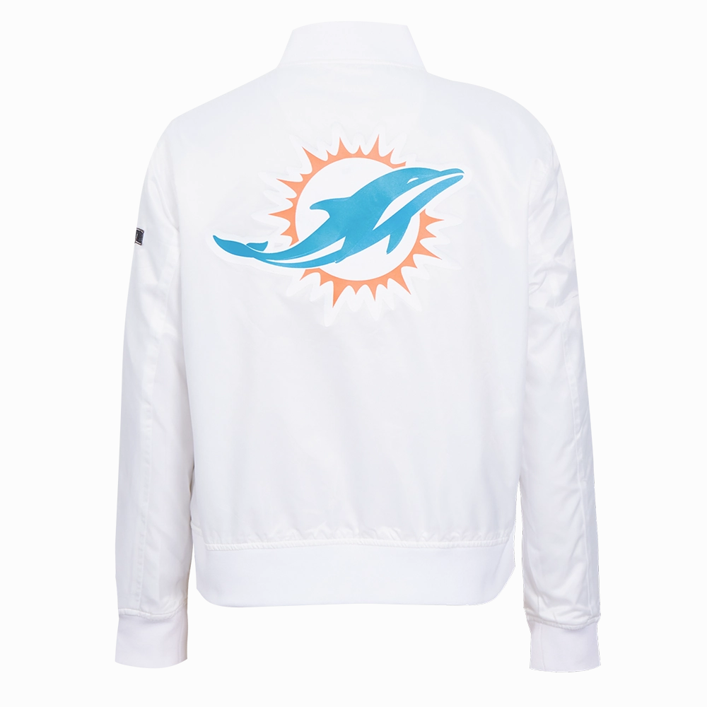 NFL MIAMI DOLPHINS CLASSIC WOMEN'S SATIN JACKET (WHITE)