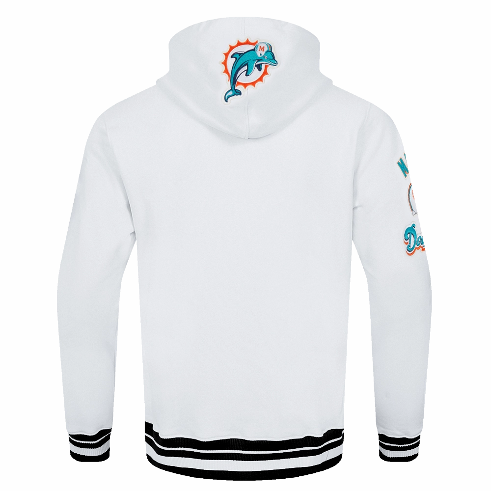 NFL MIAMI DOLPHINS RETRO CLASSIC MEN'S PULLOVER HOODIE (WHITE/BLACK)