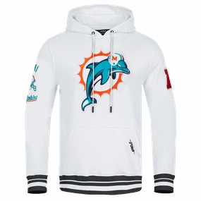 NFL MIAMI DOLPHINS RETRO CLASSIC MEN'S PULLOVER HOODIE (WHITE/BLACK)